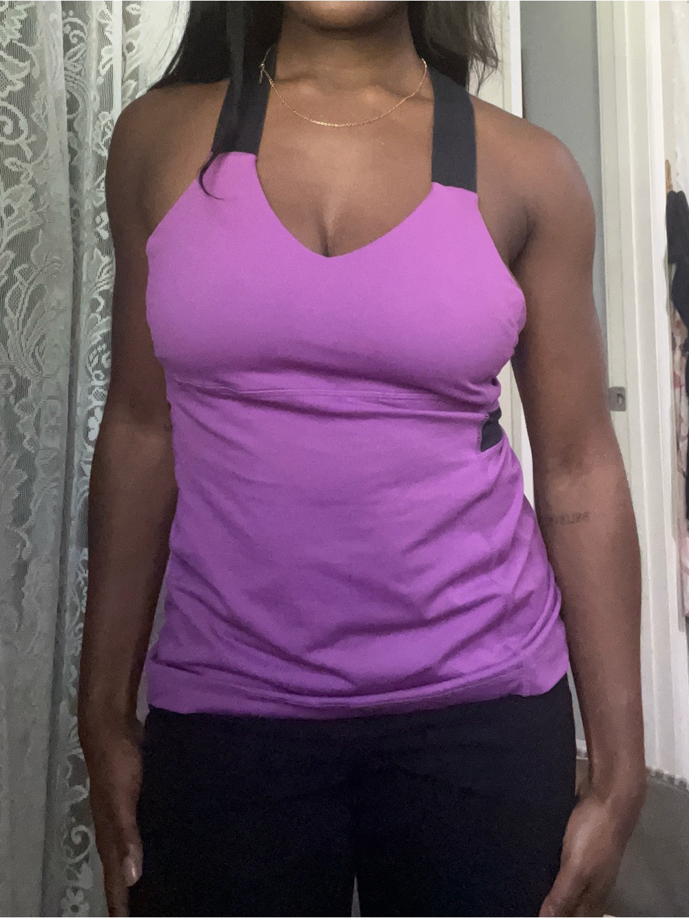 lululemon athletic Purple Crossback Athletic Tank with Black Straps